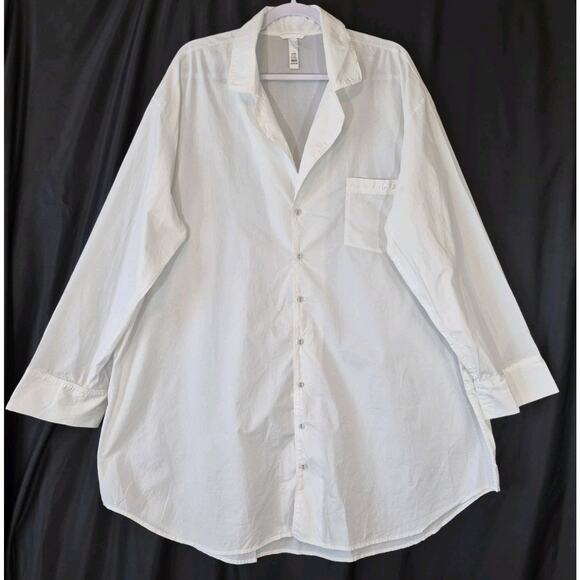 New Skims Womens Solid White 100% Cotton Spa Sleep Shirt Plus 3X - Picture 3 of 10